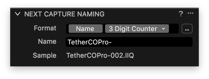 capture one tethering explained, next capture naming tool