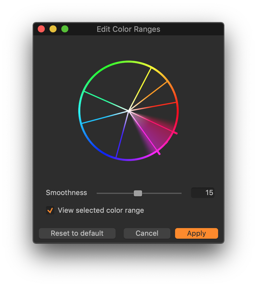 color editor, basic, color range, capture one 20