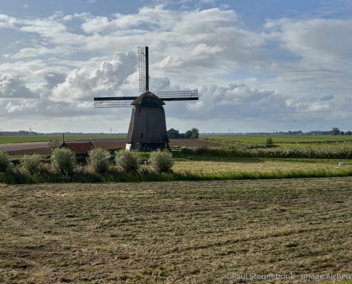 old windmill with grassland