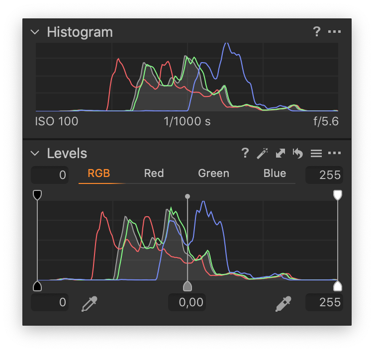histogram and levels tools, capture one 20