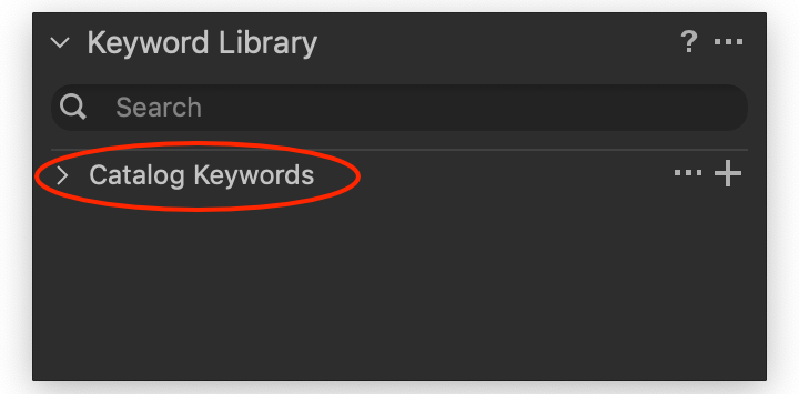 catalog keyword library in the keyword library tool, capture one 20