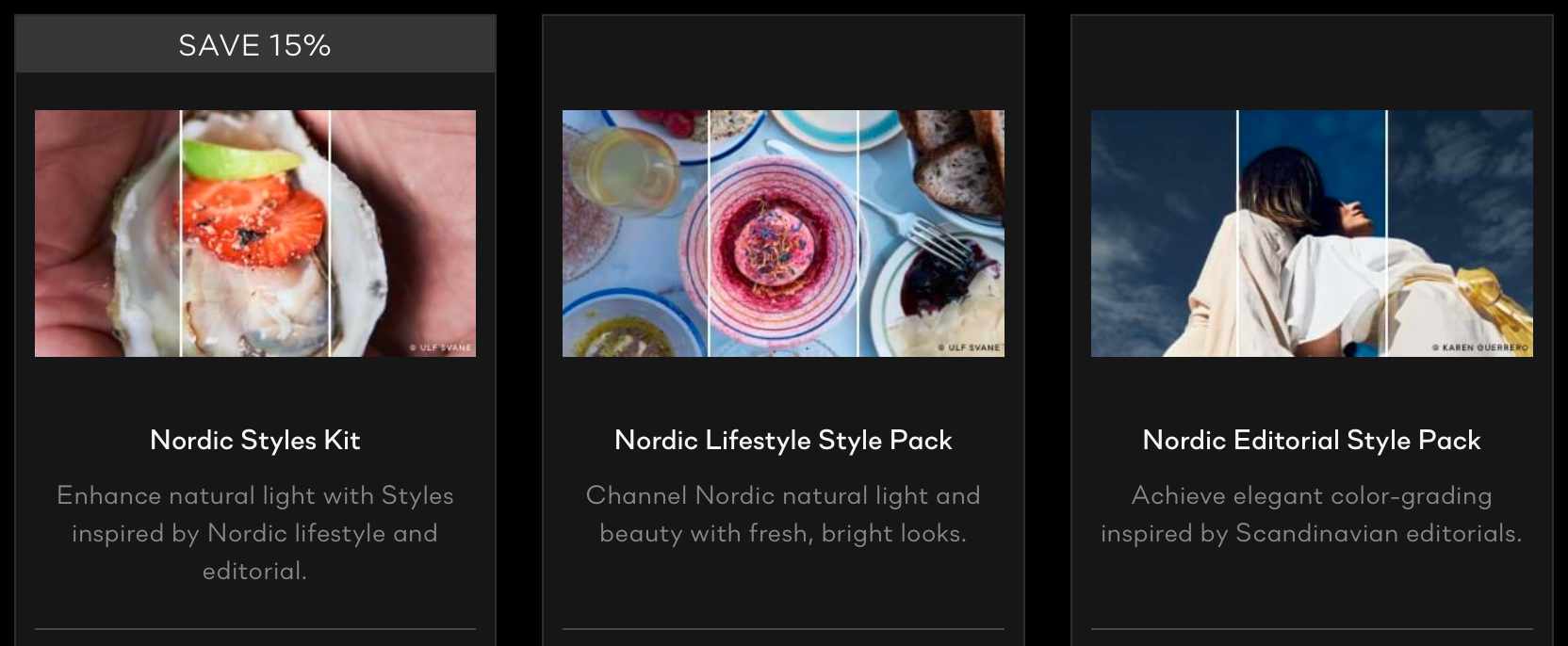 nordic style pack, website, detail