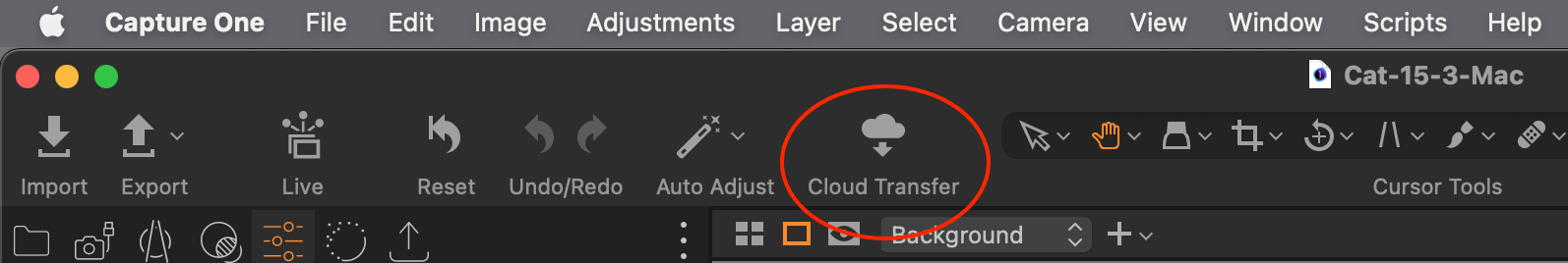 cloud transfer, capture one 22